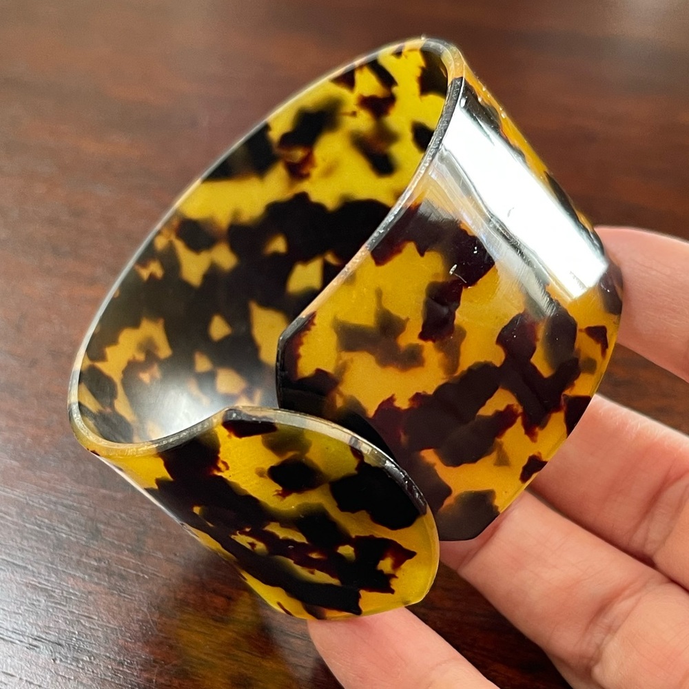 Tortoise Shell Cellulose Acetate Wide Cuff Bracel… - image 8